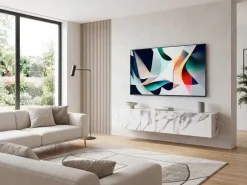 TV Schrank FineBuy Hängend 160 cm Lowboard Marmor-Optik TV-Kommode Klapptür