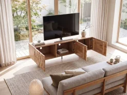 TV Schrank FineBuy Lowboard 160 cm Holz Massiv Fernsehkommode Fernsehschrank