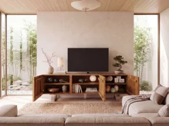 TV Schrank FineBuy Lowboard 160 cm Holz Massiv Fernsehkommode Fernsehschrank