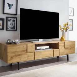TV Schrank FineBuy Lowboard 160x46x43 cm Holz Fernsehkommode Fernsehschrank