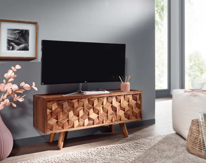 TV Schrank FineBuy Lowboard 92x44x35 cm Holz Fernsehkommode Fernsehschrank