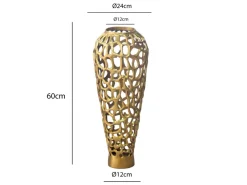 Vase Aluminium Gold Blumenvase Bodenvase Wohndeko Groß Rund Dekovase Handmade