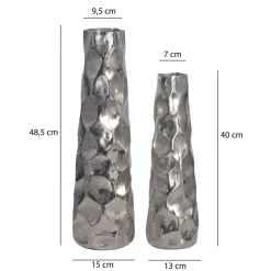 Vase 2er Set FineBuy Blumenvase Aluminium Tischvase Hammerschlag Dekovase Modern