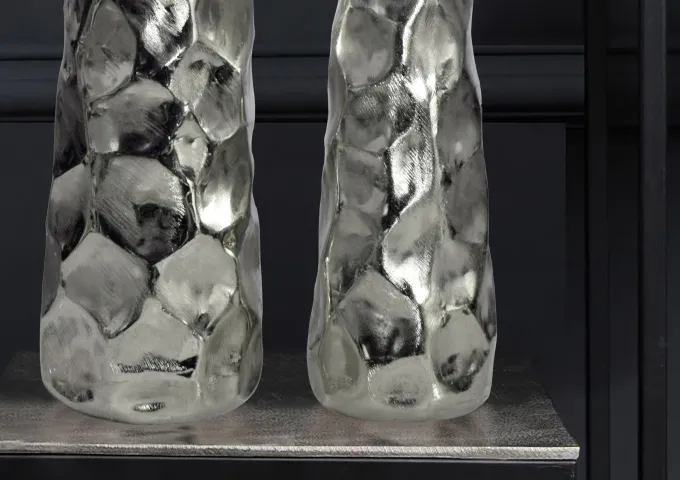 Vase 2er Set FineBuy Blumenvase Aluminium Tischvase Hammerschlag Dekovase Modern