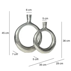 Vase 2er Set FineBuy Blumenvase Aluminium Donut Tischvase Modern Rund Wohndeko