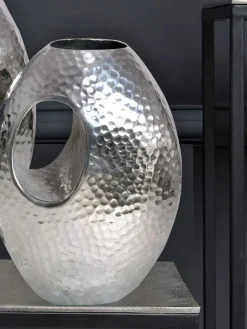 Vase 2er Set FineBuy Blumenvase Aluminium Hammerschlag Tischvase Modern Dekovase