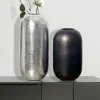 Vase 2er Set FineBuy Blumenvase Aluminium Hammerschlag Tischvase Modern Rund