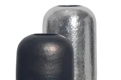 Vase 2er Set FineBuy Blumenvase Aluminium Hammerschlag Tischvase Modern Rund