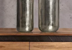 Vase 2er Set FineBuy Blumenvase Aluminium Zylinder Tischvase Rund Dekovase