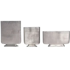 Vase 3er Set FineBuy Blumenvase Aluminium Tischvase Dekovase Modern Eckig