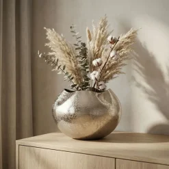 Vase Tischvase 30cm Aluminium Alu Blumenvase Wohndeko Rund Metall Handmade Deko