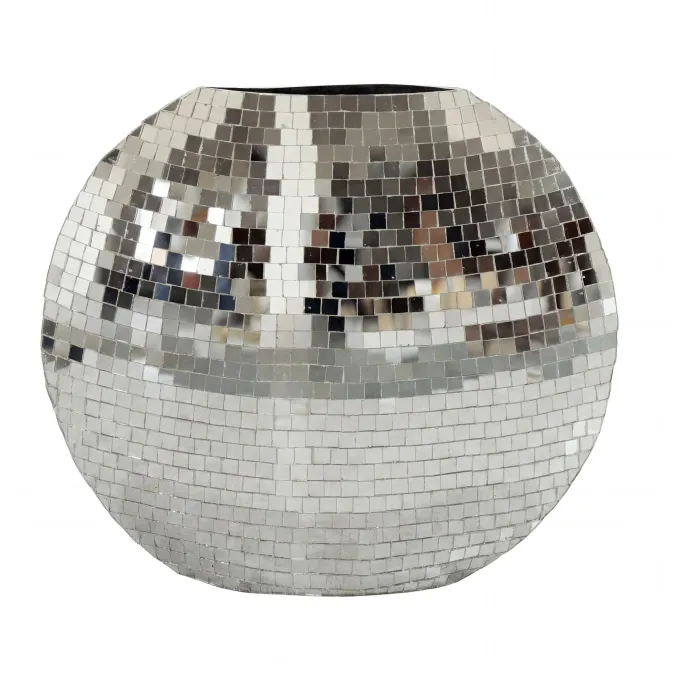 Vase Tischvase 40cm Metall Design Blumenvase Wohndeko Rund Handmade Mosaik Deko