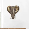 Wanddeko FineBuy Wohndeko Elefant 41 cm Aluminium Gold Afrika Dekoration Modern