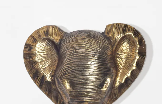 Wanddeko FineBuy Wohndeko Elefant 41 cm Aluminium Gold Afrika Dekoration Modern
