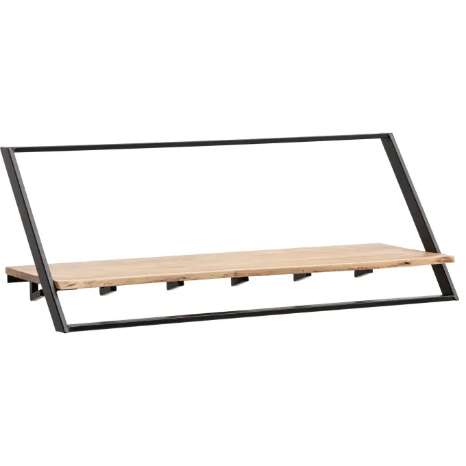 Wandgarderobe Akazie Massivholz Metall 100cm Hängegarderobe Industrial Baumkante