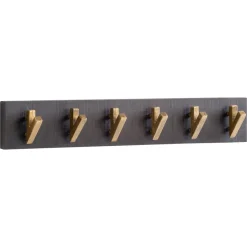 Wandgarderobe FineBuy Hakenleiste Mango Massivholz 60 cm Garderobe Flur Schwarz