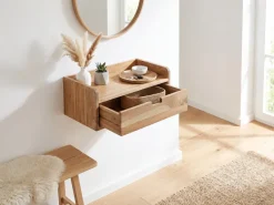 Wandregal Akazie 45x30cm Hängeregal Schublade Holz Massiv Wandboard Regal Wand
