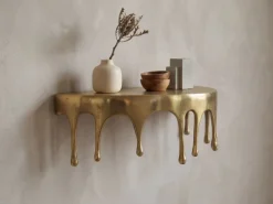 Wandregal Aluminium Gold Tropfen Optik Hängeregal Schweberegal Wandboard Drops