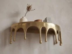 Wandregal Aluminium Gold Tropfen Optik Hängeregal Schweberegal Wandboard Drops