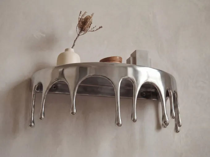 Wandregal Aluminium Silber Tropfen Optik Hängeregal Schweberegal Wandboard Drops
