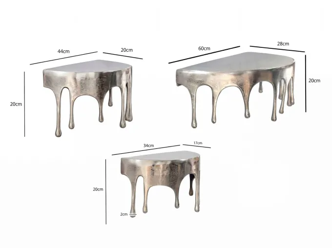 Wandregal 3er Set Alu Silber Tropfen Optik Hängeregal Schweberegal Wandboard