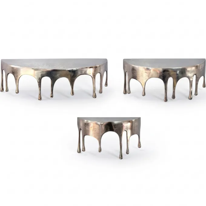 Wandregal 3er Set Alu Silber Tropfen Optik Hängeregal Schweberegal Wandboard