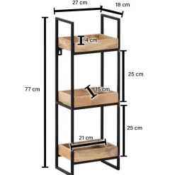 Wandregal FineBuy Hängeregal 27x77x18 cm Massivholz Metall Regal Industrial