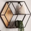 Wandregal FineBuy Hängeregal 60x52x20 cm Massivholz Metall Regal Sechseckig