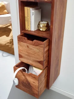 Wandregal FineBuy Schweberegal mit Schubladen 150 cm Holz Regal Hängend Massiv