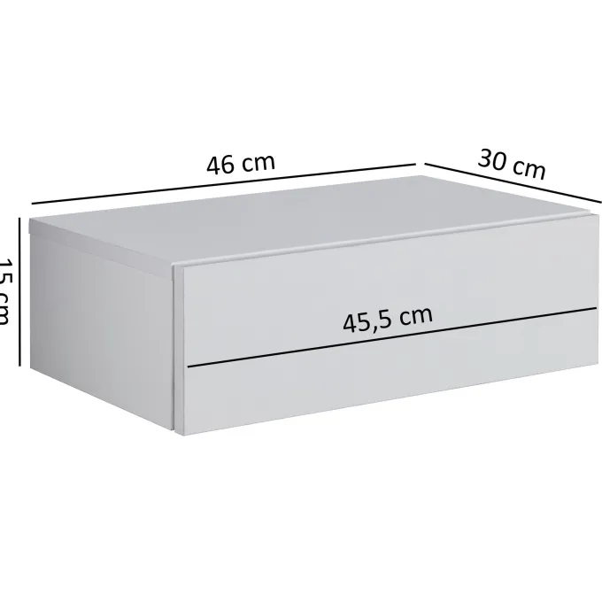 Wandregal mit Schublade Nachtkommode Nachtschrank hängend schwebend Wandboard