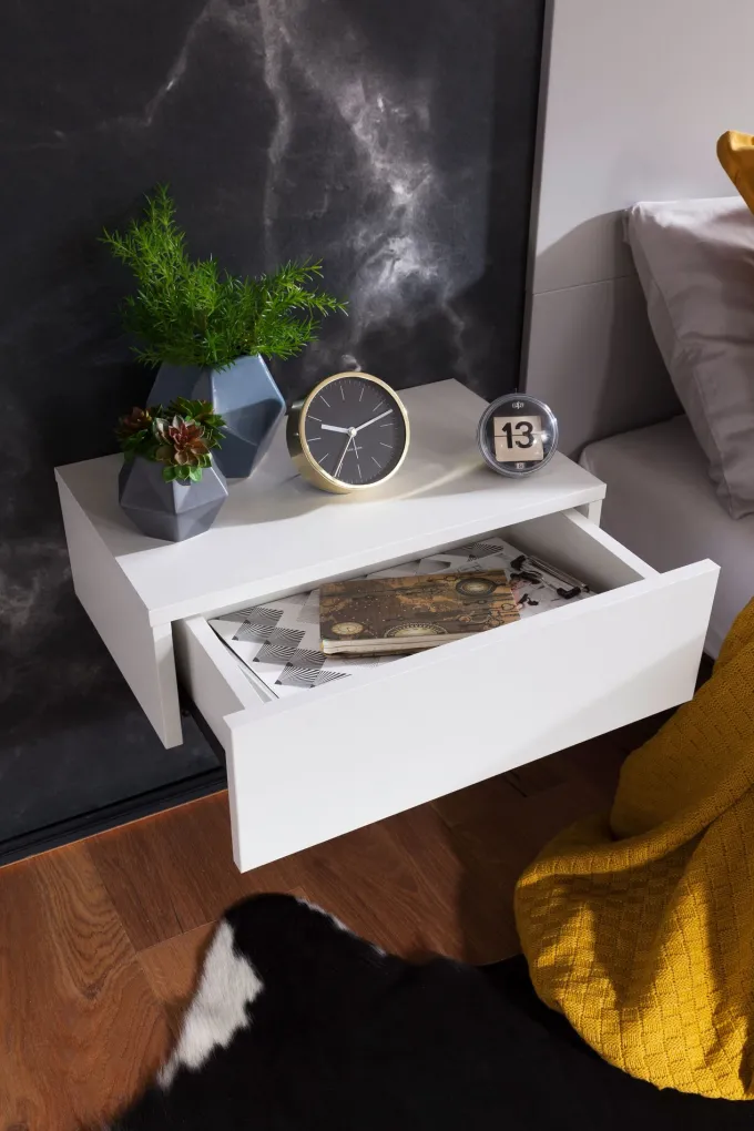 Wandregal mit Schublade Nachtkommode Nachtschrank hängend schwebend Wandboard
