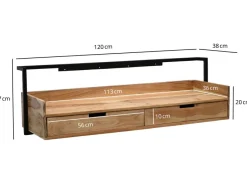 Wandschreibtisch 120cm Massivholz Stauraum Schreibtisch für die Wand Schwebend