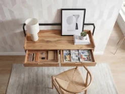 Wandschreibtisch 120cm Massivholz Stauraum Schreibtisch für die Wand Schwebend