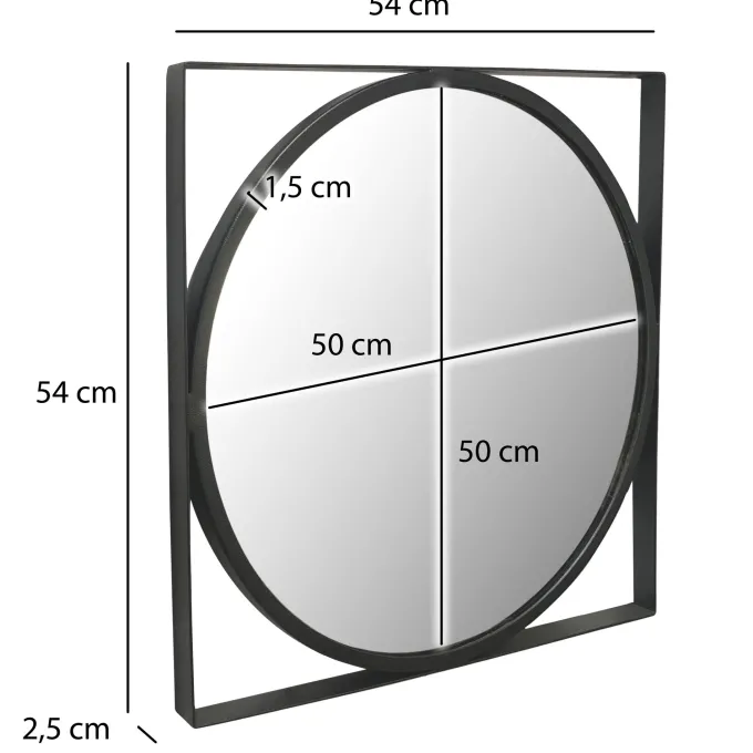 Wandspiegel FineBuy Flurspiegel Rund Metall 54x54 cm Spiegel Hängespiegel