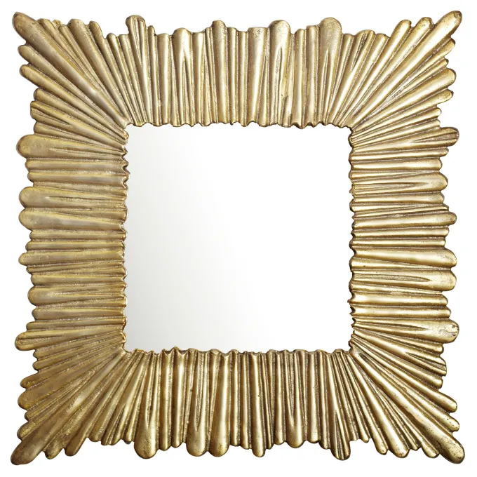 Wandspiegel FineBuy Flurspiegel Quadratisch 75 cm Spiegel Gold Hängespiegel