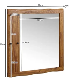 Wandspiegel FineBuy Flurspiegel Holz Massiv 80x80x3 cm Spiegel Flur Diele Groß