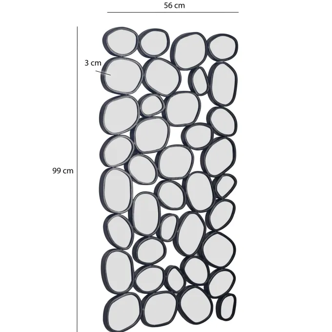 Wandspiegel 56x99 cm Glas Metallrahmen schwarz modern Design Tropfen Spiegel