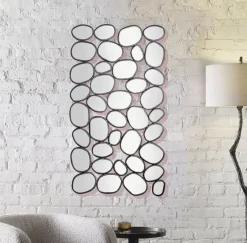 Wandspiegel 56x99 cm Glas Metallrahmen schwarz modern Design Tropfen Spiegel