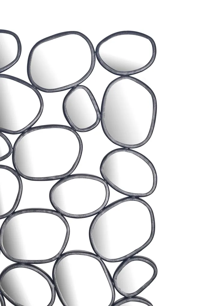 Wandspiegel 56x99 cm Glas Metallrahmen schwarz modern Design Tropfen Spiegel