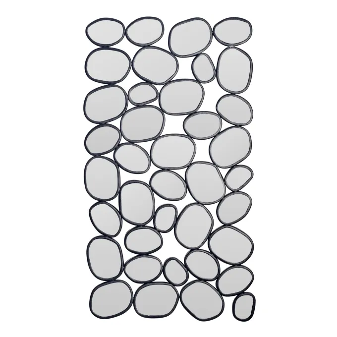 Wandspiegel 56x99 cm Glas Metallrahmen schwarz modern Design Tropfen Spiegel