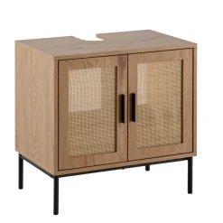 Waschbeckenunterschrank FineBuy Badschrank 60x60x40 cm Unterschrank Eiche Optik