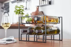Weinregal 6 Flaschen Weinflaschenhalter Metall Schwarz Weinhalter Weinständer