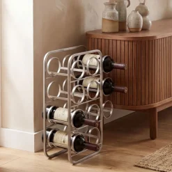 Weinregal Metall 47cm Silber Flaschenregal 11 Flaschen Weinständer Modern